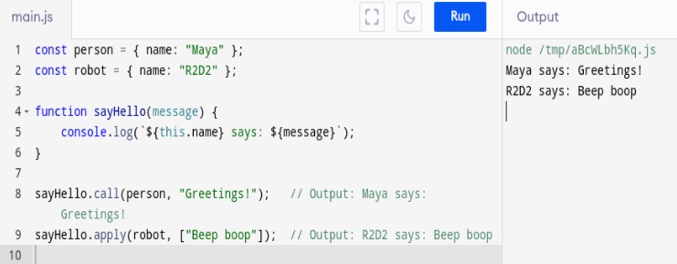 call and apply in javascript